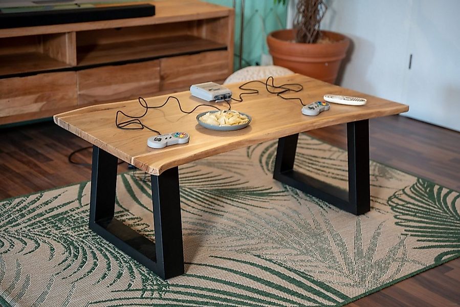 SAM® Couchtisch Flower, massives Akazienholz, Trapezgestell aus Metall in s günstig online kaufen