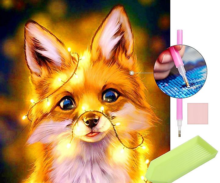 MALATEC Malen nach Zahlen Faszinierende Fuchs-Diamantmalerei im 30x30cm Set günstig online kaufen