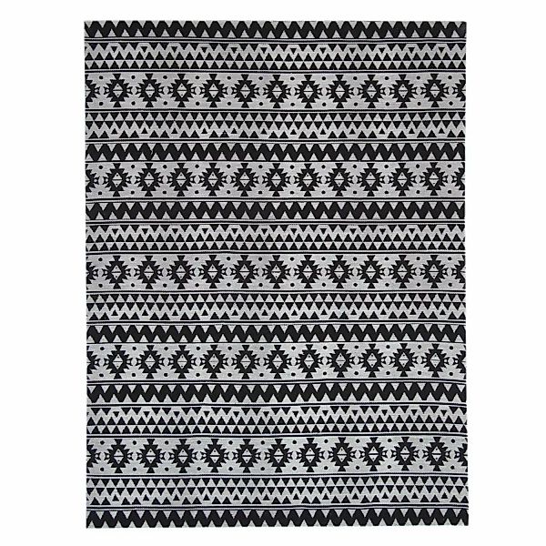 MeGusta Flachflor Teppich Vintage Schwarz Polyester 120x170 cm Luisa günstig online kaufen