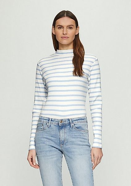 s.Oliver Langarmshirt T-Shirt Langarmshirt mit Rippstruktur und Stehkragen günstig online kaufen