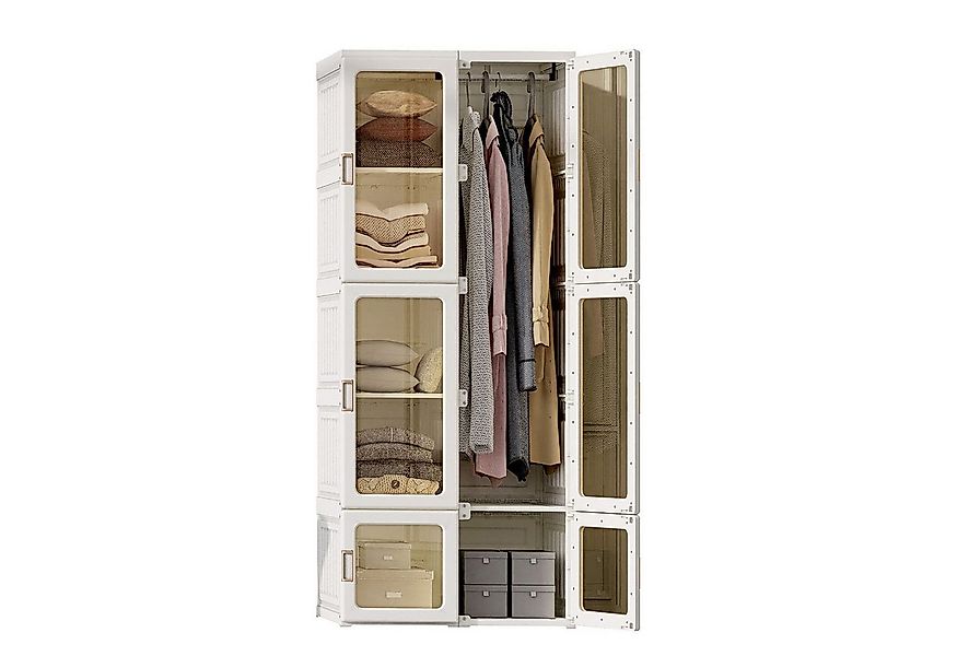 SEEZSSA Garderobenschrank Kleiderschrank mit Transparenten Türen 10 Fächer günstig online kaufen
