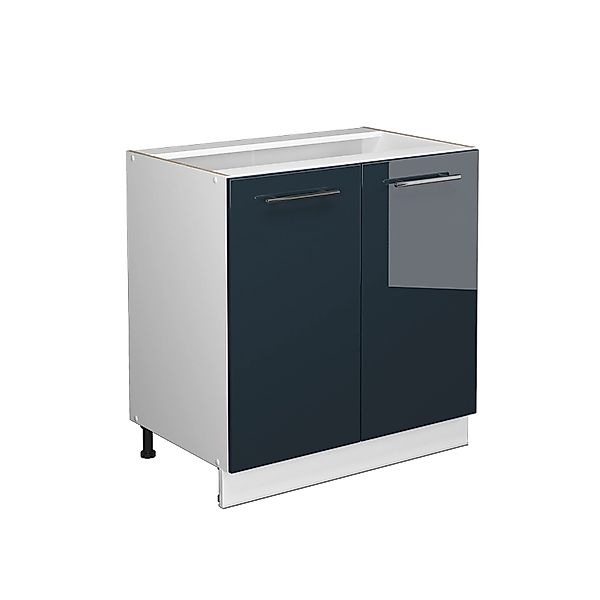 Vicco Spülenunterschrank Fame-Line Dunkelblau Hochglanz/Weiß 80 cm ohne Arb günstig online kaufen