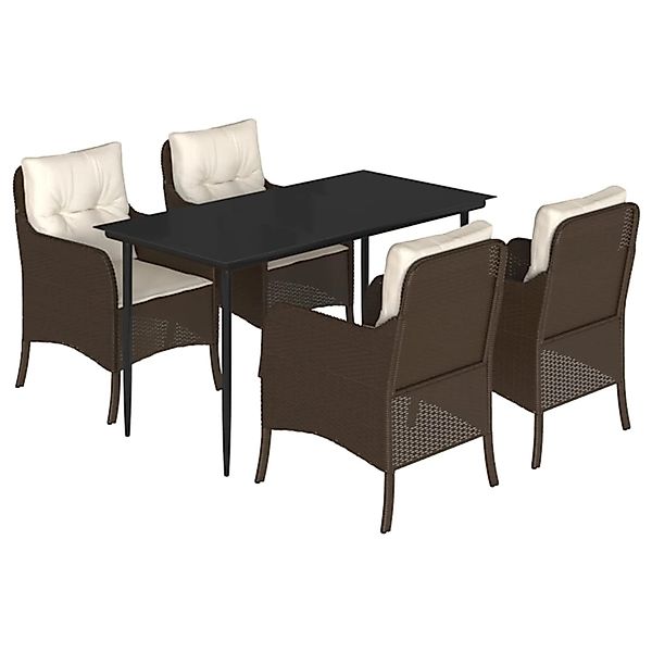 vidaXL 5-Tlg Garten-Essgruppe mit Kissen Braun Poly Rattan 3211936 günstig online kaufen