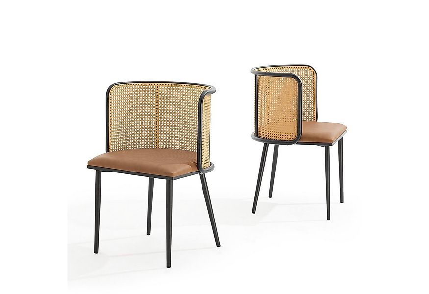 en.casa Esszimmerstuhl, »Flen« 2er Set gepolstert Metallbeine Braun / Schwa günstig online kaufen