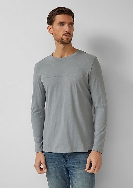 s.Oliver Langarmshirt T-Shirt Flammgarn-Longsleeve mit Teilungsnaht und Lab günstig online kaufen