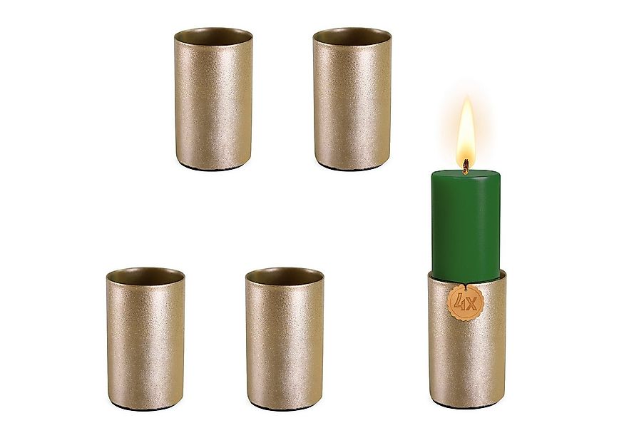 matches21 HOME & HOBBY Kerzenhalter Kerzenhalter 4er Set Metall Gold Ø 2,3 günstig online kaufen