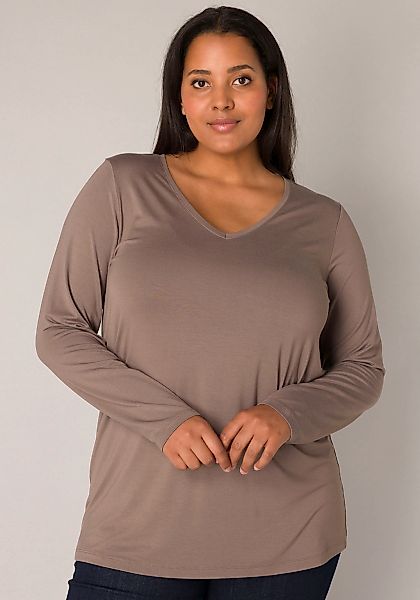 Base Level Curvy Langarmshirt, mit V-Ausschnitt günstig online kaufen
