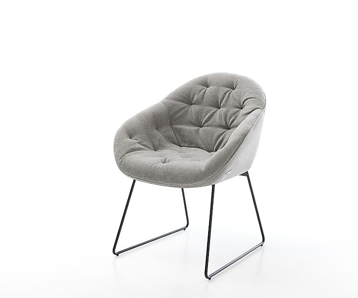 Esszimmerstuhl Gaio-Flex Strukturstoff Soft Grau Kufengestell Schwarz günstig online kaufen
