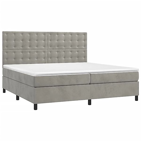 vidaXL Boxspringbett mit Matratze & LED Hellgrau 200x200 cm Samt 3136383 günstig online kaufen
