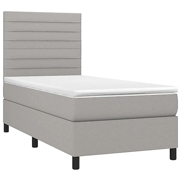 vidaXL Boxspringbett mit Matratze & LED Hellgrau 100x200 cm Stoff 3134933 günstig online kaufen