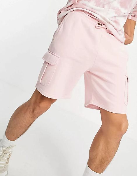Karl Kani – Cargo-Shorts in verwaschenem Rosé mit kleinem Signatur-Logo-Ros günstig online kaufen