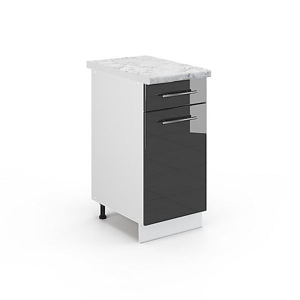 Vicco Küchenunterschrank Fame-Line Anthrazit Hochglanz/Weiß 40 cm AP Eiche günstig online kaufen
