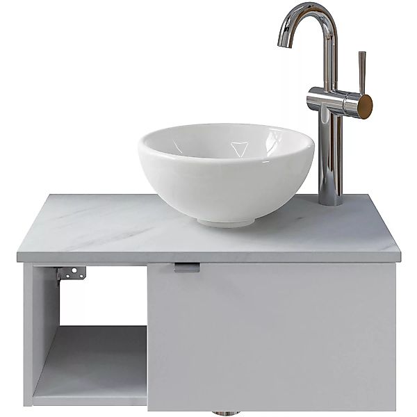 Pelipal Waschtisch-Set V2 Weiß Glanz-Marmor Weiß Anschlag R 61 cm günstig online kaufen