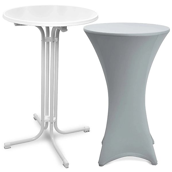 Beautissu Bellini Stehtisch Ø 80cm Weiß mit Stella Stehtischhusse Ø 80cm Si günstig online kaufen