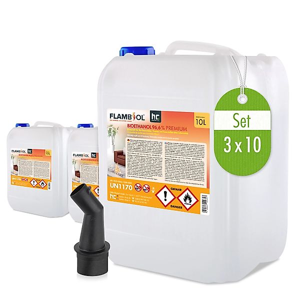 Flambiol Bioethanol 96,6% Premium für Ethanolkamin in Kanistern 10l günstig online kaufen