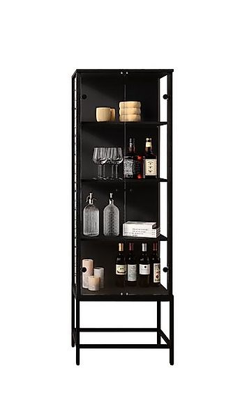 freiraum Vitrine STEP 4 Fächer, 2 Türen, 3 Böden, Schwarz - 57,4x176,1x32,7 günstig online kaufen