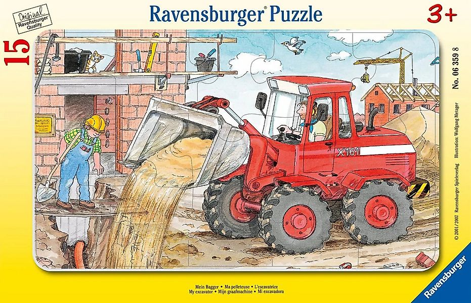 Ravensburger Puzzle Mein Bagger. Puzzle mit 15 Teilen, 15 Puzzleteile günstig online kaufen