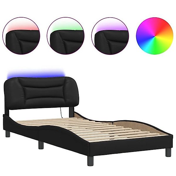 vidaXL Bett Bettgestell mit LED ohne Matratze "Hvar" Schwarz 100x200 cm Kun günstig online kaufen