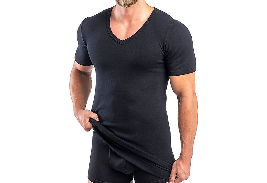 HERMKO Unterziehshirt 488710 Extralanges Herren kurzarm Shirt +6 cm V-Neck günstig online kaufen