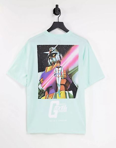 ASOS DESIGN – T-Shirt mit Gundam-Grafikdruck in Petrol-Blau günstig online kaufen