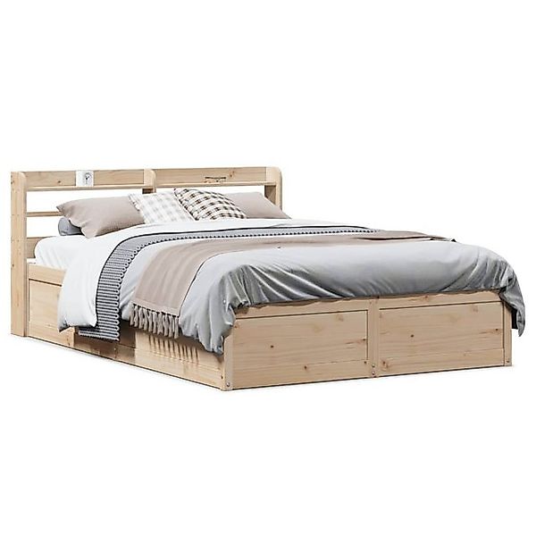 vidaXL Bett, Massivholzbett mit Kopfteil 150x200 cm Kiefer günstig online kaufen
