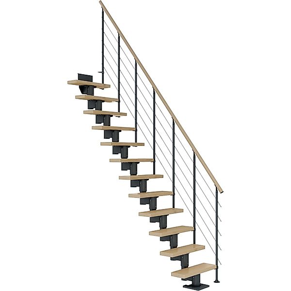 Dolle Mittelholmtreppe Dublin Ahorn Anthrazit GH bis 337 cm Gerade 75 cm günstig online kaufen