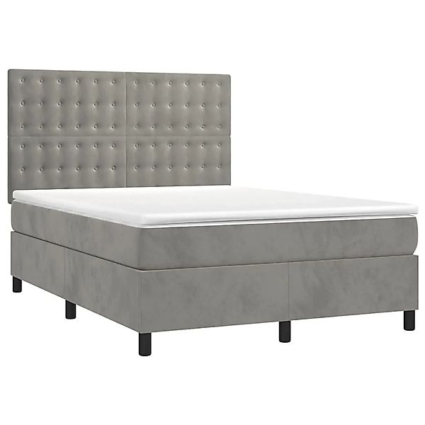 vidaXL Boxspringbett mit Matratze Hellgrau 140x200 cm Samt 3143265 günstig online kaufen