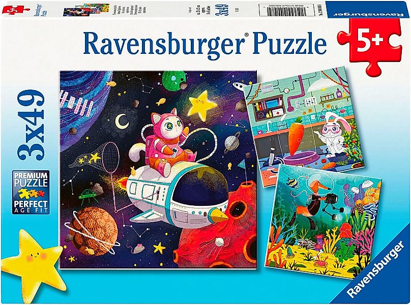 Ravensburger Puzzle 3x49, Tierwissenschaftler, 147 Puzzleteile, Made in Eur günstig online kaufen