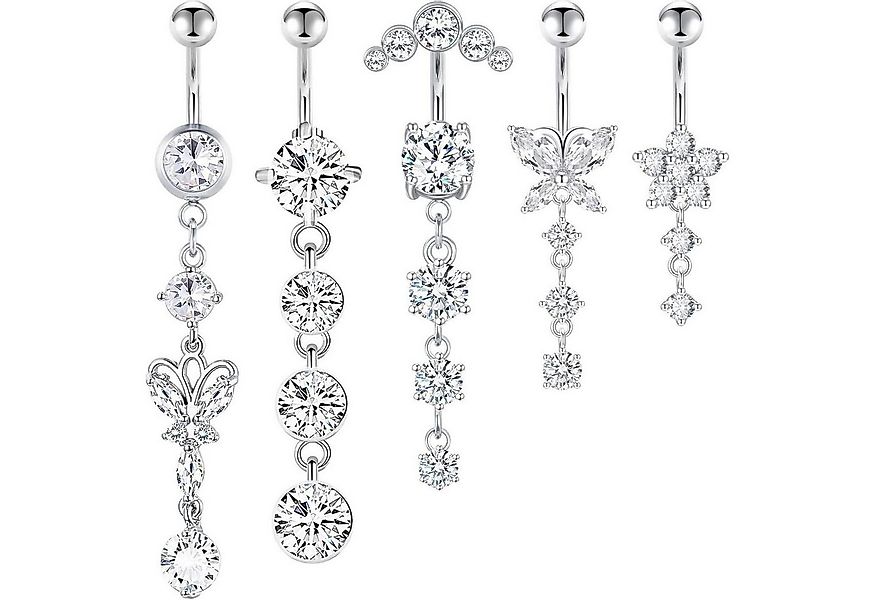 CharmBurst Bauchnabelpiercing-Set 5er Set Bauchnabelpiercing Chirurgenstahl günstig online kaufen
