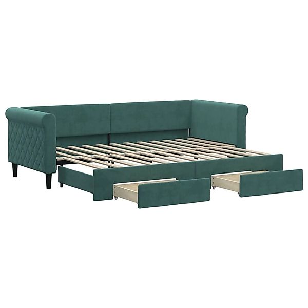 vidaXL Tagesbett Ausziehbar mit Schubladen Dunkelgrün 80x200 cm Samt 319781 günstig online kaufen