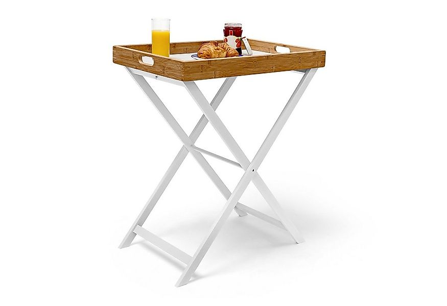 relaxdays Tabletttisch Holz & Bambus 72 cm günstig online kaufen