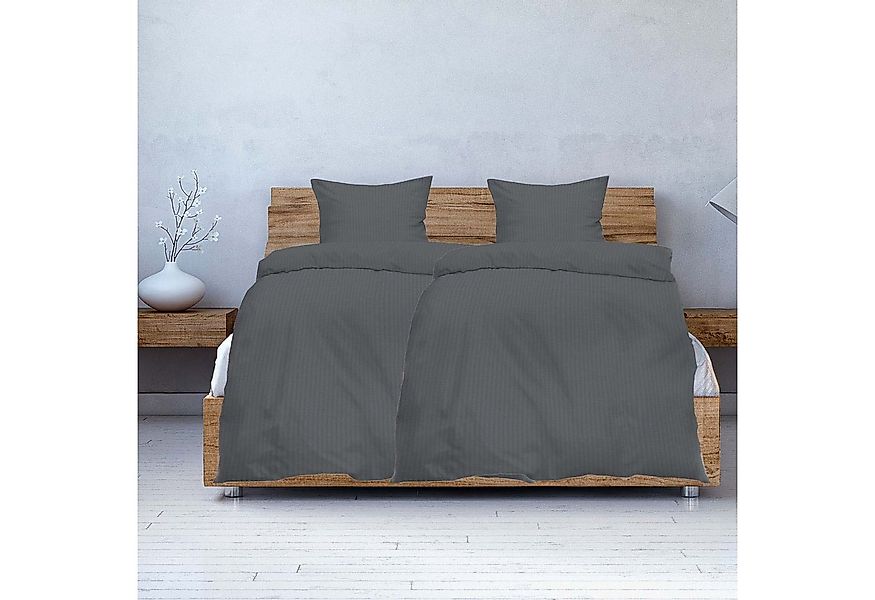 Casa Colori Bettwäsche Seersucker Bettwäsche 135x200 Reißverschluss Grau, S günstig online kaufen