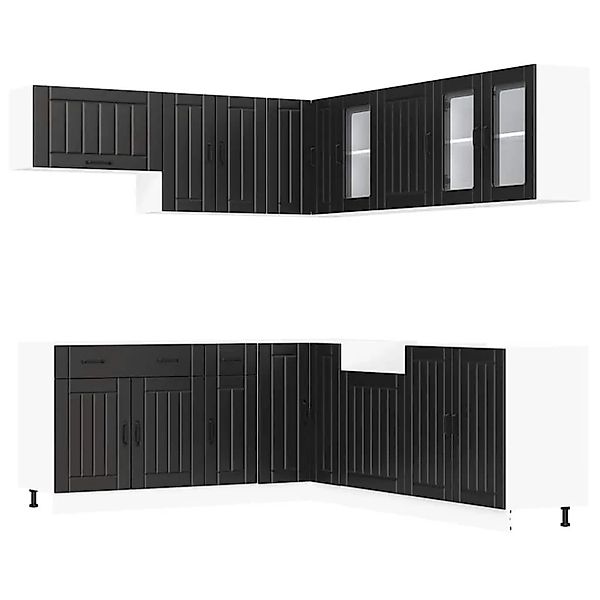 vidaXL 11 Tlg Küchenschrank-Set Lucca Schwarz Holzwerkstoff 3314922 günstig online kaufen