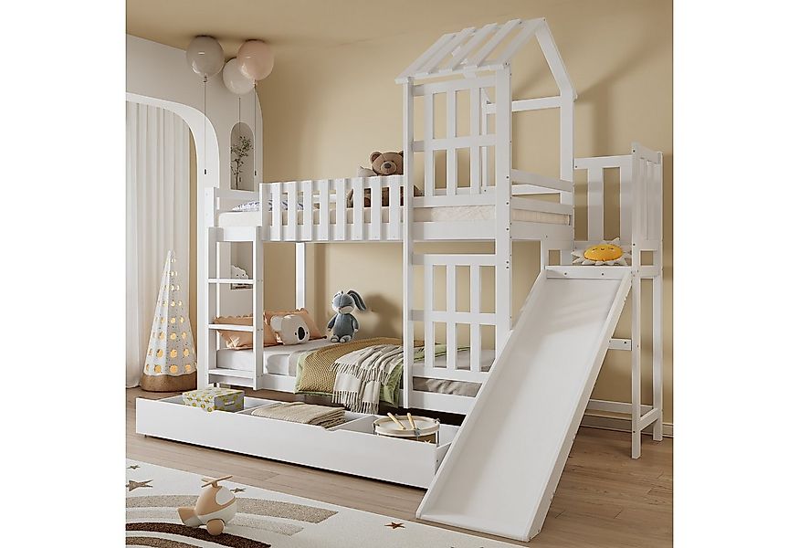 Merax Etagenbett (Kieferholz, 1-St., Hochbett Stockbett Hausbett Jugendbett günstig online kaufen