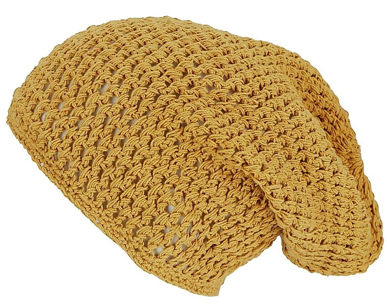 Guru-Shop Strickmütze Beanie, Baumwoll-Häkelmütze - senfgelb günstig online kaufen