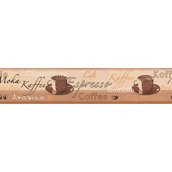 Bricoflor Tapetenbordüre für Küche Kaffee Tapeten Bordüre in Beige Braun Pa günstig online kaufen
