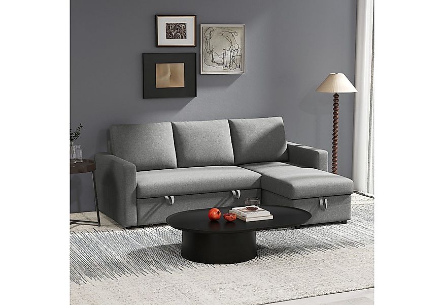 HOMCOM Ecksofa Leinen-Touch, mit Schlaffunktion, mit Chaiselongue, L-Form, günstig online kaufen