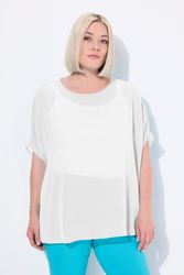 Ulla Popken Druckbluse Chiffonbluse Oversized Rundhals günstig online kaufen