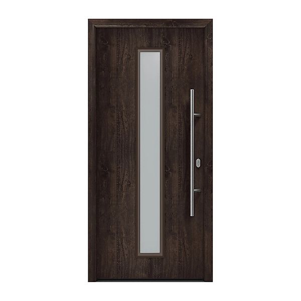 EcoStar Haustür Isopro IP 020S Eiche Dunkel 110 cm x 210 cm DIN R günstig online kaufen