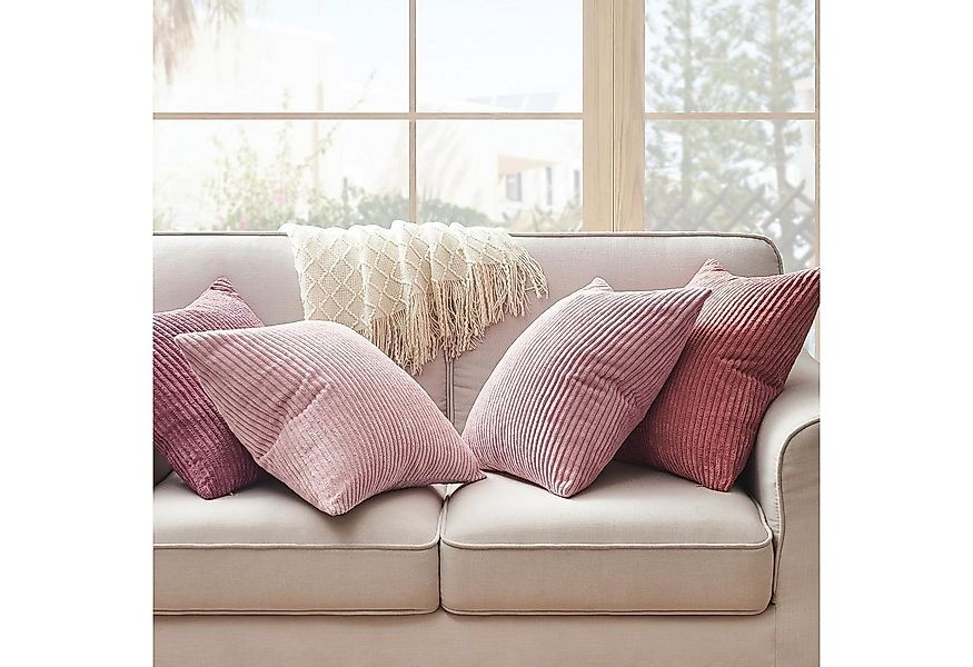 Topfinel Kissenbezüge 4er Set Kordsamt, flauschig Farbverlauf, Gestreift, k günstig online kaufen