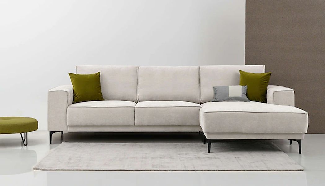 Places of Style Ecksofa »Polsterecke Oland, Struktur, Flachgewebe, Luxus-Mi günstig online kaufen