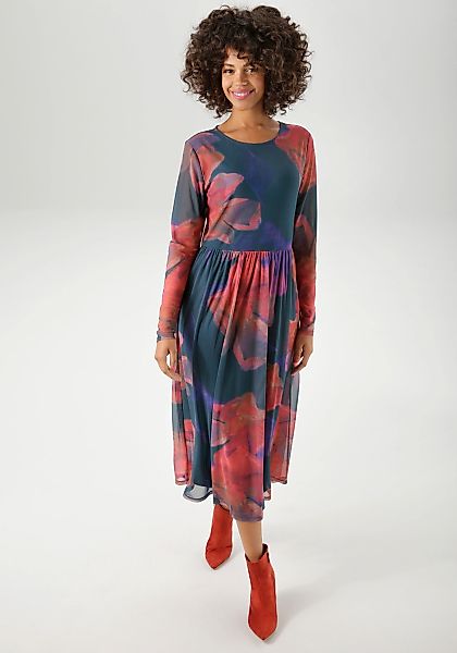 Aniston CASUAL Midikleid, mit großflächigen Batik-Blüten bedruckt - NEUE KO günstig online kaufen