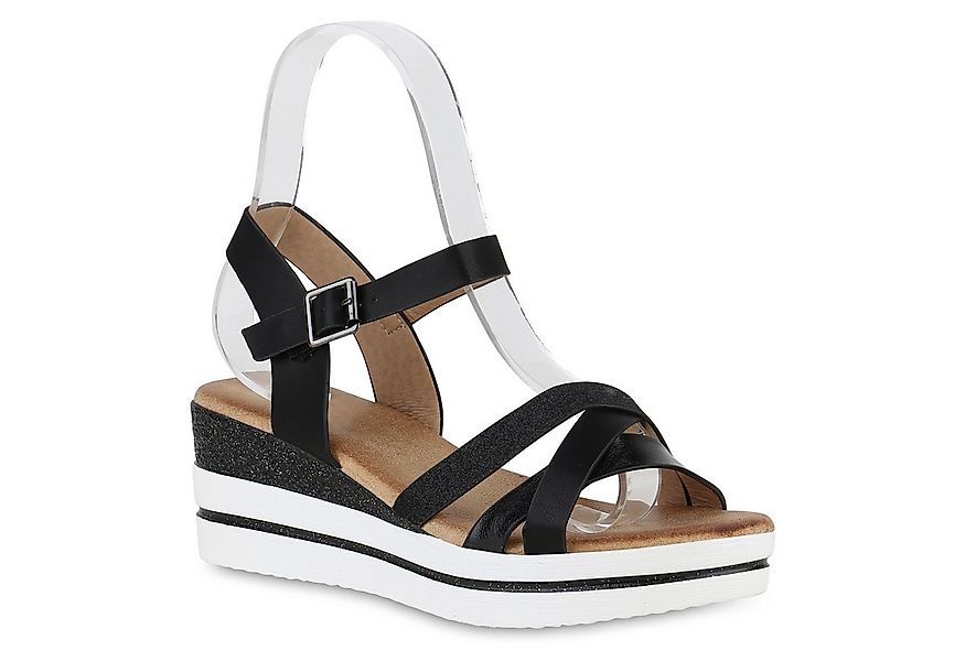 VAN HILL 840958 Plateausandaletten Damen Plateau Sandaletten Glitzer Keilab günstig online kaufen