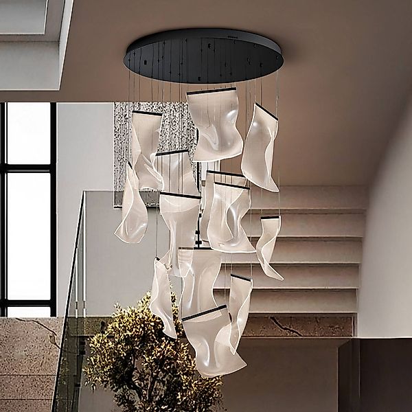LED-Hängeleuchte Velos II 13-fl., schwarz, dim, Kunststoff günstig online kaufen