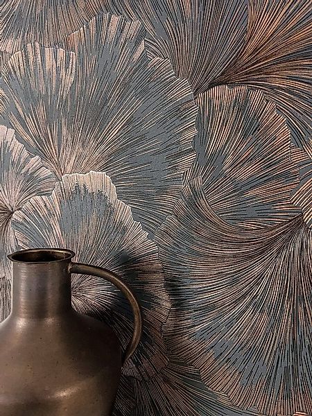 Newroom Vliestapete Neriah Copper Tapete Mustertapete Dschungel,Palmen,Blät günstig online kaufen