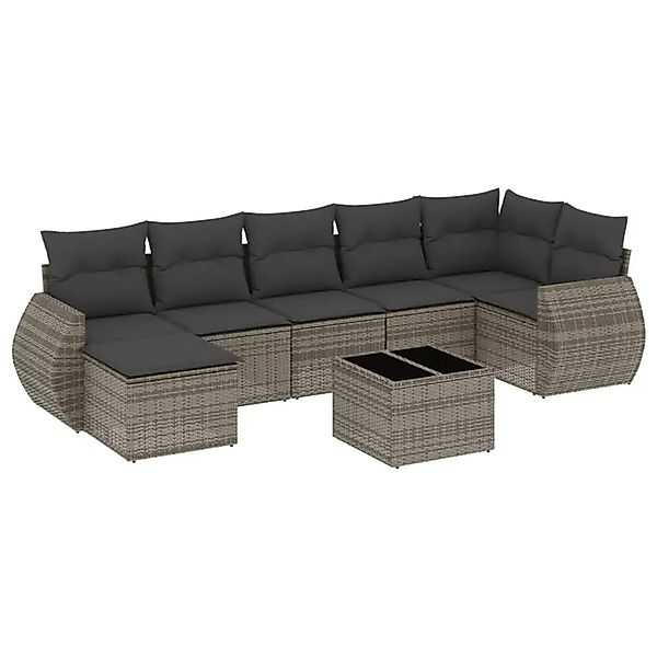 vidaXL 8-Tlg Garten-Sofagarnitur mit Kissen Grau Poly Rattan 3254027 günstig online kaufen