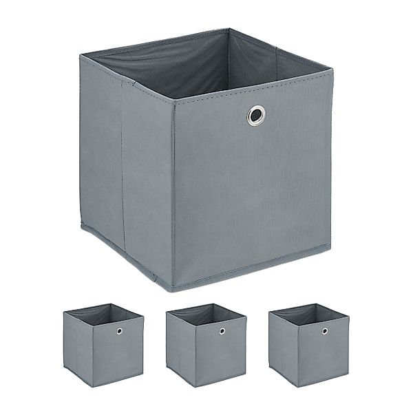 relaxdays Aufbewahrungsbox Graue Aufbewahrungsbox im 4er günstig online kaufen
