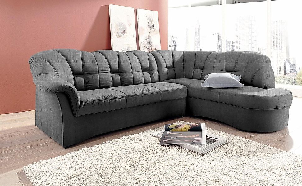 DOMO collection Ecksofa "Papenburg, zeitlose Rückensteppung, elegante Armle günstig online kaufen