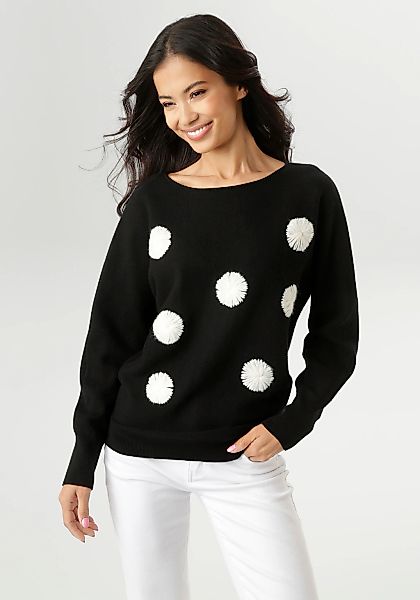 Aniston SELECTED Strickpullover mit extravaganten, aufgestickten Punkten vo günstig online kaufen
