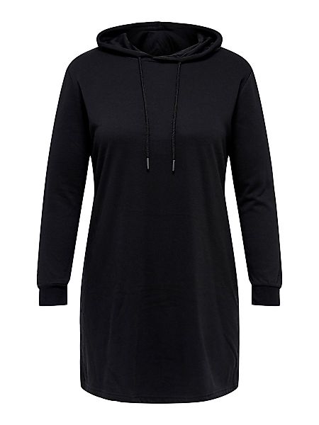 ONLY Curvy Tunika Kapuzen-sweat- Kleid Damen Schwarz günstig online kaufen